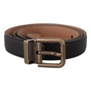 Vintage Messing Gesp Leren Riem Dolce & Gabbana , Black , Heren