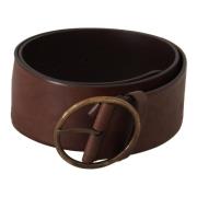 Brede Taille Leren Metalen Ronde Gesp Riem Dolce & Gabbana , Brown , D...