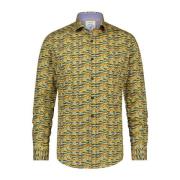 Gele Geometrische Print Casual Overhemd A fish named Fred , Yellow , H...