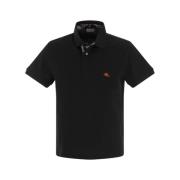 Piqué poloshirt met geborduurde Pegasus Etro , Black , Heren