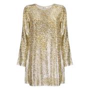 Korte Lurex Jurk - Goud Jucca , Multicolor , Dames