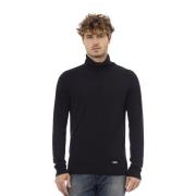 Trendy Blauwe Turtleneck Sweater Baldinini , Black , Heren