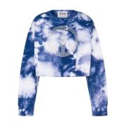 Tie-Dye Katoenen Sweatshirt met Kristalapplicatie Moschino , Blue , Da...