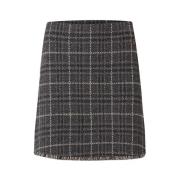 Grijze Melange Check Rok met Franjes Busnel , Gray , Dames