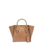 Dierenprint Leren Coco Handtas Ermanno Scervino , Beige , Dames