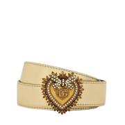 Verstelbare metallic leren riem met gouden hartgesp Dolce & Gabbana , ...