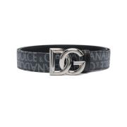 Zwart Jacquard Stoffen Riem met DG Gesp Dolce & Gabbana , Black , Here...