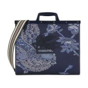 Blauwe Jacquard Tote Tas met Pegasus Motief Etro , Blue , Dames