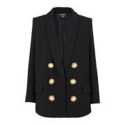 Crepe jasje met sjaalkraag Balmain , Black , Dames