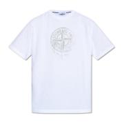 T-shirt met logo-print Stone Island , White , Heren