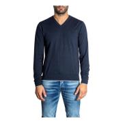 Blauwe V-hals Gebreide Kleding voor Mannen Armani Exchange , Blue , He...