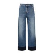 Tweekleurige Straight-Leg Denim Jeans Alexander McQueen , Blue , Dames