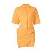 Tangerine Orange Wrap Overhemdjurk Jacquemus , Orange , Dames