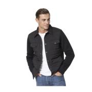 Zwarte Bi-Materiaal Jas Shirt Gran Sasso , Black , Heren