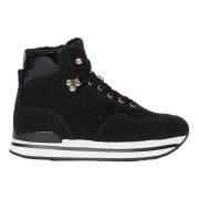 Zwarte Suède Sneakers met Lurex Details Hogan , Black , Dames