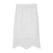 Witte Macramé-Kanten Kokerrok Burberry , White , Dames