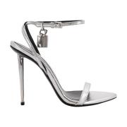 Zilveren Leren Stiletto Sandalen Tom Ford , Gray , Dames