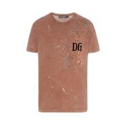 Bruine Katoenen T-shirt Dolce & Gabbana , Brown , Heren