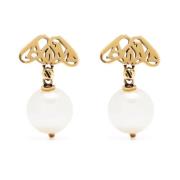 Gouden Bijoux Oorbellen met Witte Parelhanger Alexander McQueen , Yell...