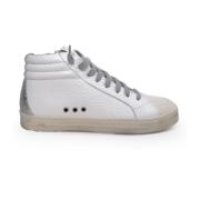 Witte hoge sneakers met grijze details P448 , White , Dames