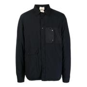 Zwarte stoffen jas met Franse kraag Ten C , Black , Heren
