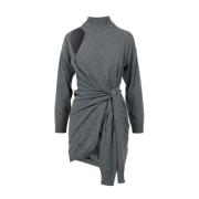 Wolblend Mock Neck Jurk Simona Corsellini , Gray , Dames