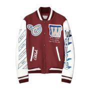 Rode Logo Jas met All-Over Patch Off White , Red , Heren