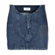 Gedurfd Blauw Denim Minirok met U-vormige Taille Off White , Blue , Da...