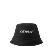 Logo Bucket Hat - Zwart/Wit Katoen Off White , Black , Dames