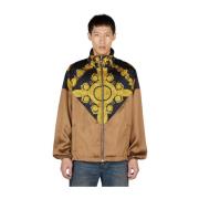 Barok Print Satijnen Jas Versace , Brown , Heren