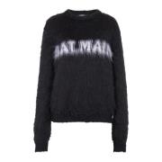 Jacquard geborstelde mohair trui Balmain , Black , Dames