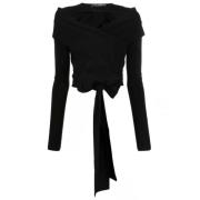 Zwarte Wrap Top met Uitsnijdingen Dolce & Gabbana , Black , Dames