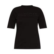 Logo Geborduurd Zwart T-shirt Moncler , Black , Dames