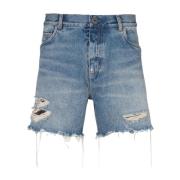 Unisex shorts in vintage Blue Wash denim Balmain , Blue , Heren