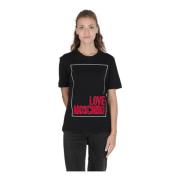 Zwarte katoenen T-shirt Love Moschino , Black , Dames