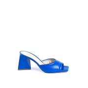 Blauwe Leren Sandalen met 8cm Hak 19v69 Italia , Blue , Dames