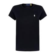 Zwarte Katoenen T-shirt Polo Ralph Lauren , Black , Dames