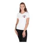 Wit Katoenen Blend T-Shirt Love Moschino , White , Dames