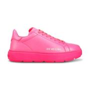 Leren Sneakers met Verhoogd Platform Love Moschino , Pink , Dames