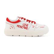 Leren Sneakers met Verhoogd Platform Love Moschino , White , Dames