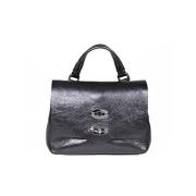 Zwarte Leren Postina Cortina Baby Tas Zanellato , Black , Dames