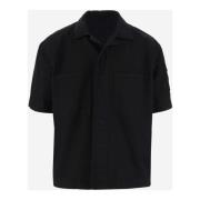 Zwarte katoenen denim shirt met logo detail 44 Label Group , Black , H...