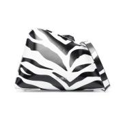 Logo-Print Zebra Clutch Tas The Attico , White , Dames