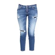 Blauwe Distressed Skinny Jeans Dsquared2 , Blue , Dames