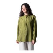 Heritage Ease Blouse van Gewassen Zijde - Moos Groen Dorothee Schumach...