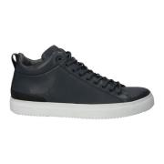 Navy Leren Sneaker met Rubberen Cupzool Blackstone , Blue , Heren