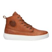 Premium Leren High-Top Sneaker Blackstone , Brown , Heren