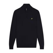 Merino Mix Golf Core Zip Gebreide Trui Lyle & Scott , Blue , Heren