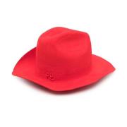 Rode Vilten Fedora Hoed met Geborduurd Logo Ruslan Baginskiy , Red , D...