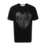 Vervaagd Zwart Hart T-shirt Comme des Garçons Play , Black , Heren